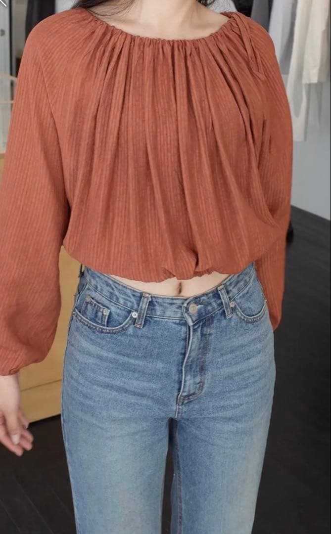 トップス OHOTORO Herbs String Blouse brick