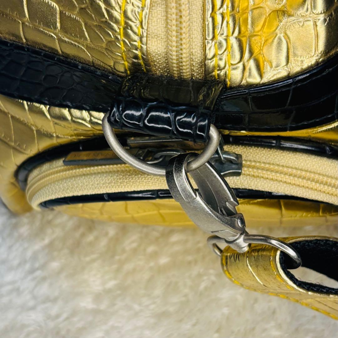 JAPONAIS BLEU クロコ型押し ゴールド 大容量ボストンバッグ2WAY