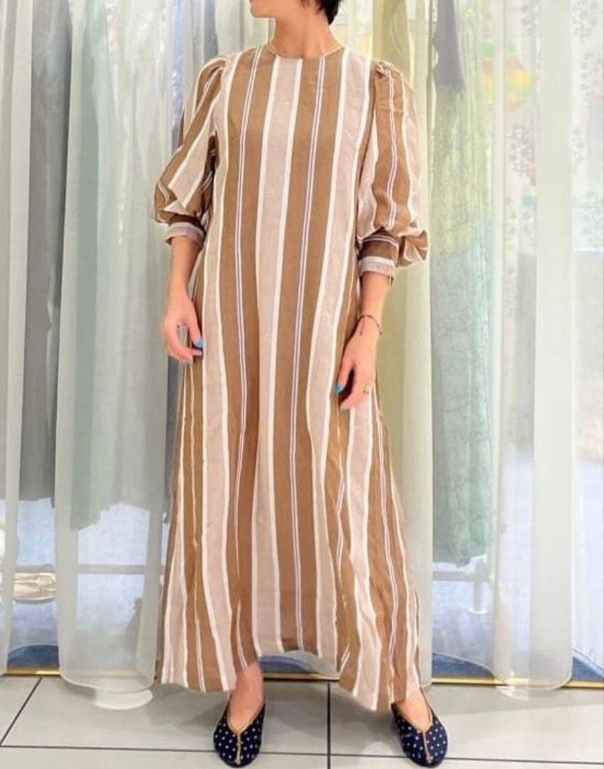 新品未開封　ヌキテパ　ストライプロングワンピース　ロングワンピース　コットン　S