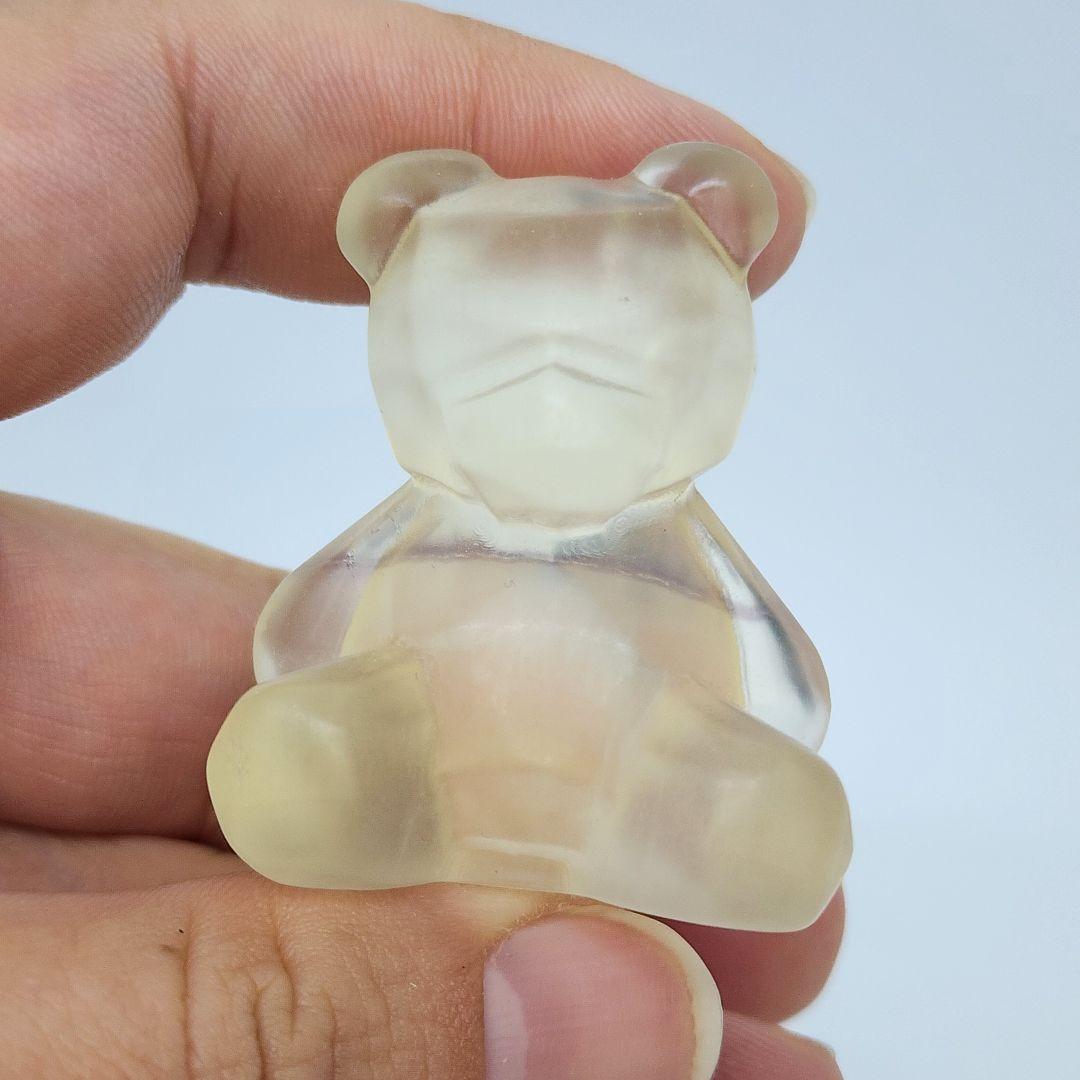 天然石フローライトの可愛いクマ彫刻 3色セット
