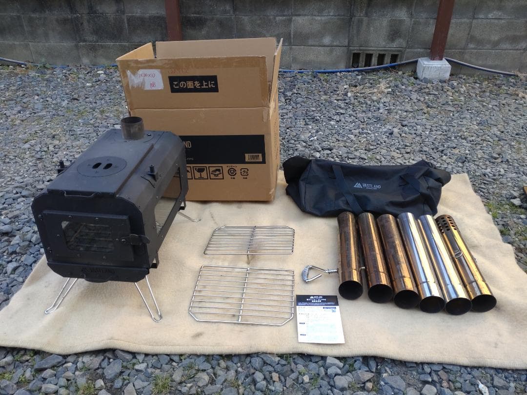 VASTLAND 薪ストーブ クッキングストーブ 耐熱ブラック塗装 3面ガラス窓