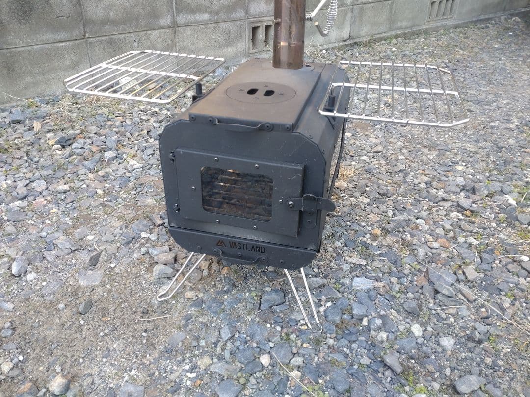 VASTLAND 薪ストーブ クッキングストーブ 耐熱ブラック塗装 3面ガラス窓
