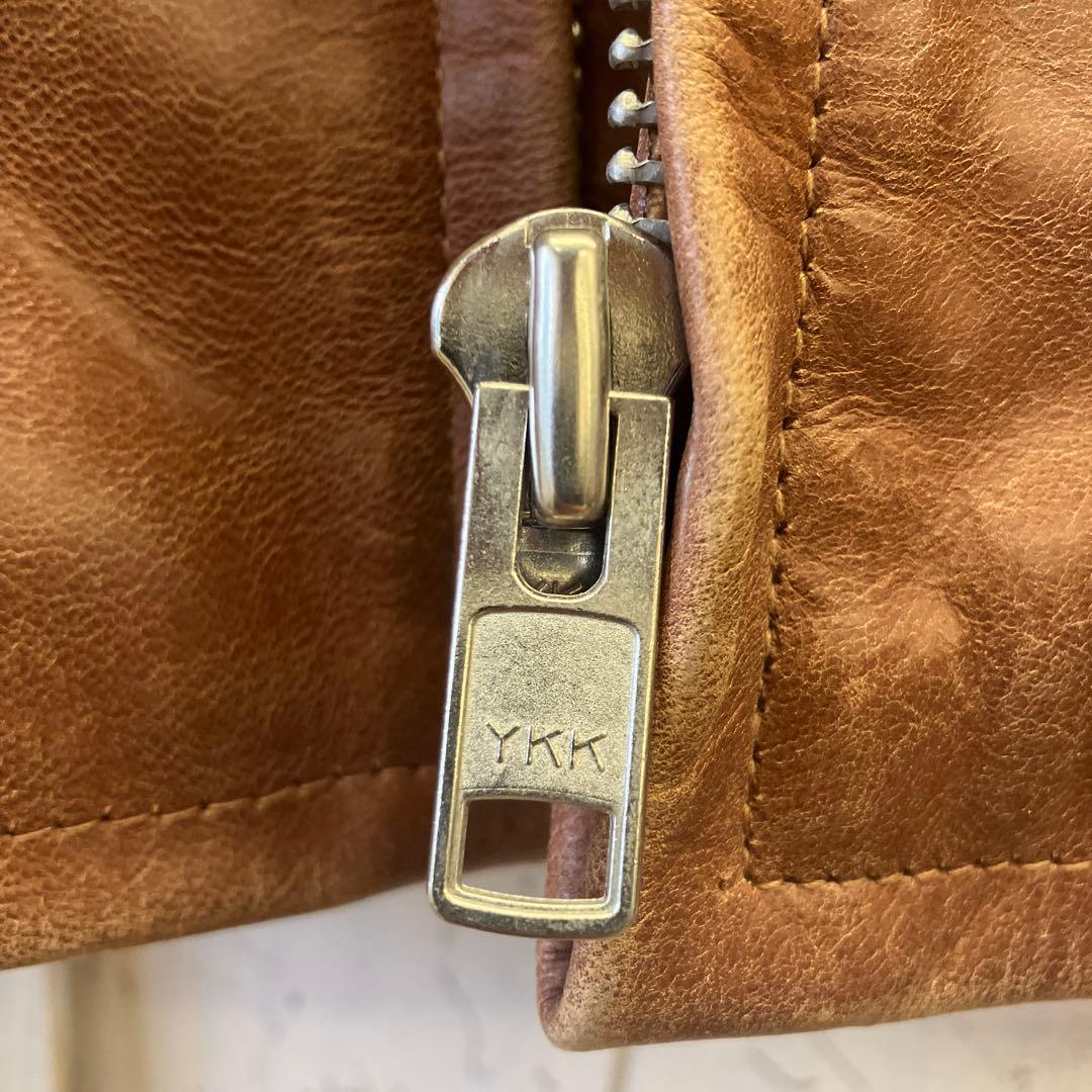 6.23 フリーダム レザーライダースジャケット ゴートレザー シングル 茶色