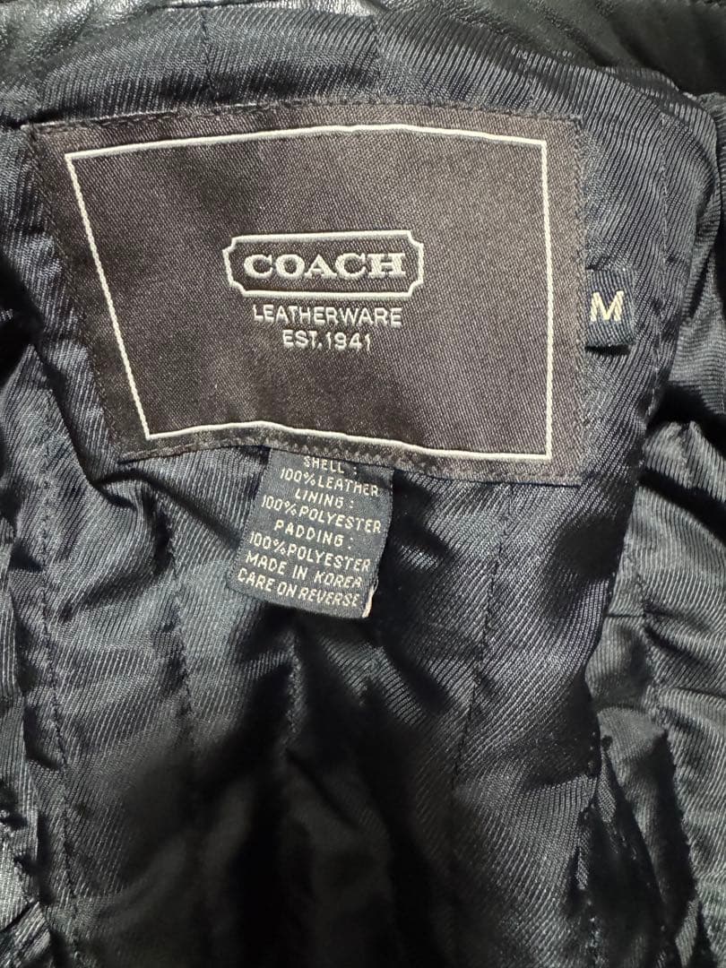 COACH レザー　カーコート　ブラック