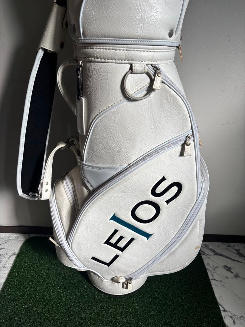 LEIOS レイオス ゴルフ キャディバッグ ホワイト レザー調