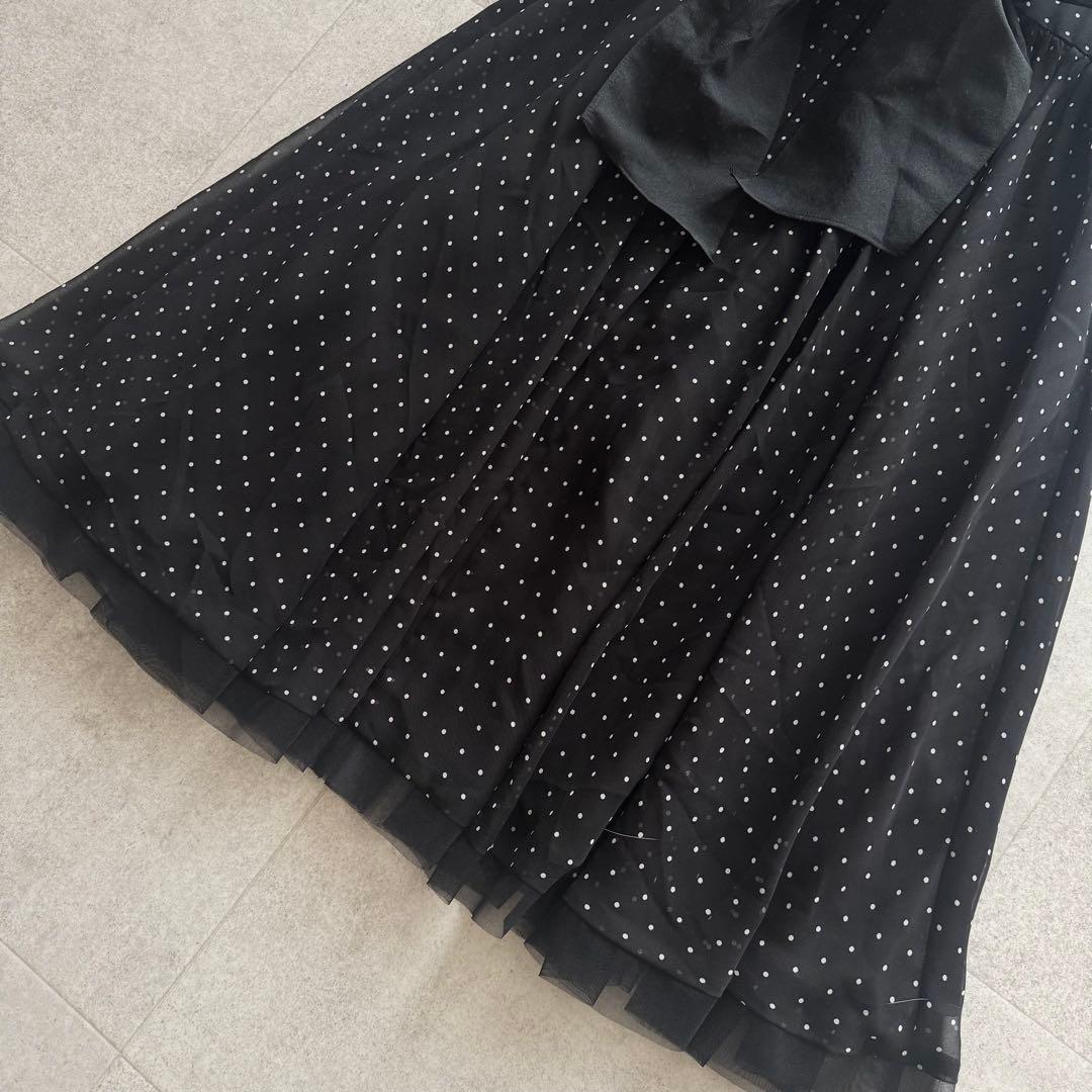 エムズグレイシー　タグ付き　ロングワンピース　ドット　黒　38　モチーフ　リボン