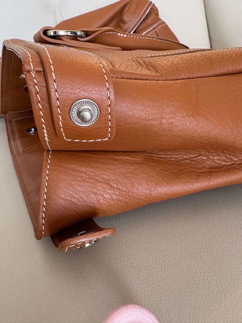 ロンシャン 茶　レザーショルダーバッグ