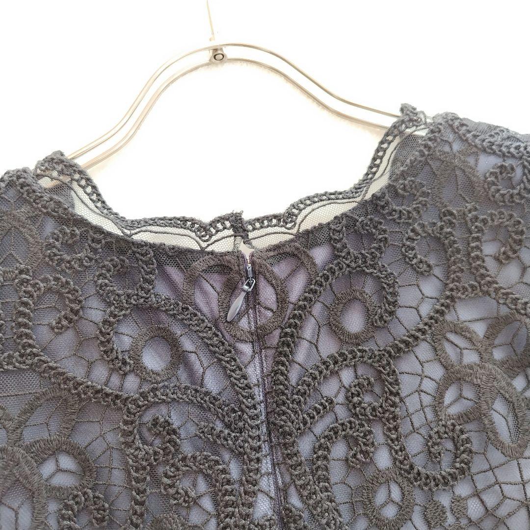 美品✨アナイ 24SS バテン風チュール刺繍サック ワンピース 36