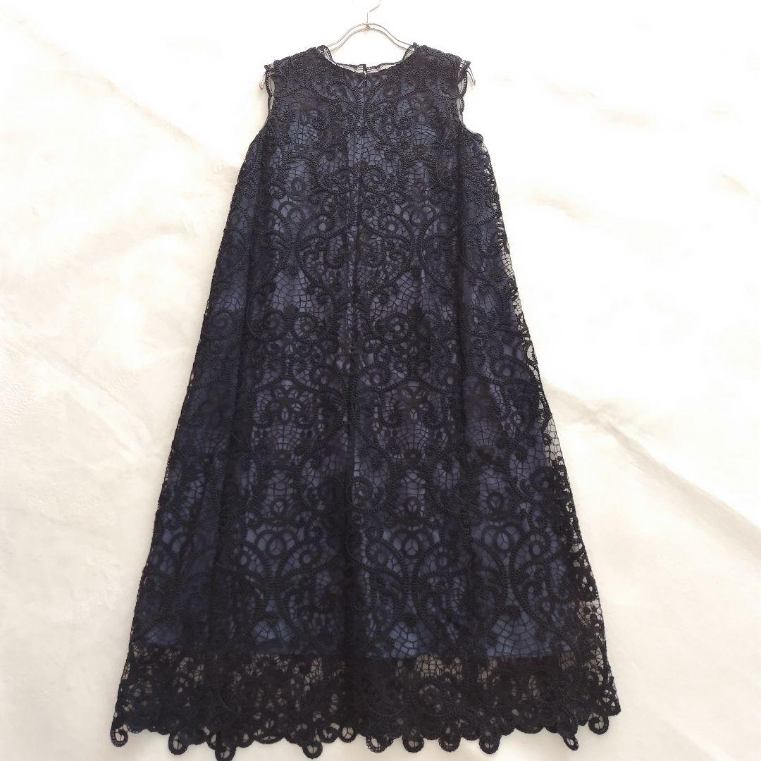 美品✨アナイ 24SS バテン風チュール刺繍サック ワンピース 36