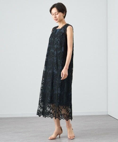 美品✨アナイ 24SS バテン風チュール刺繍サック ワンピース 36
