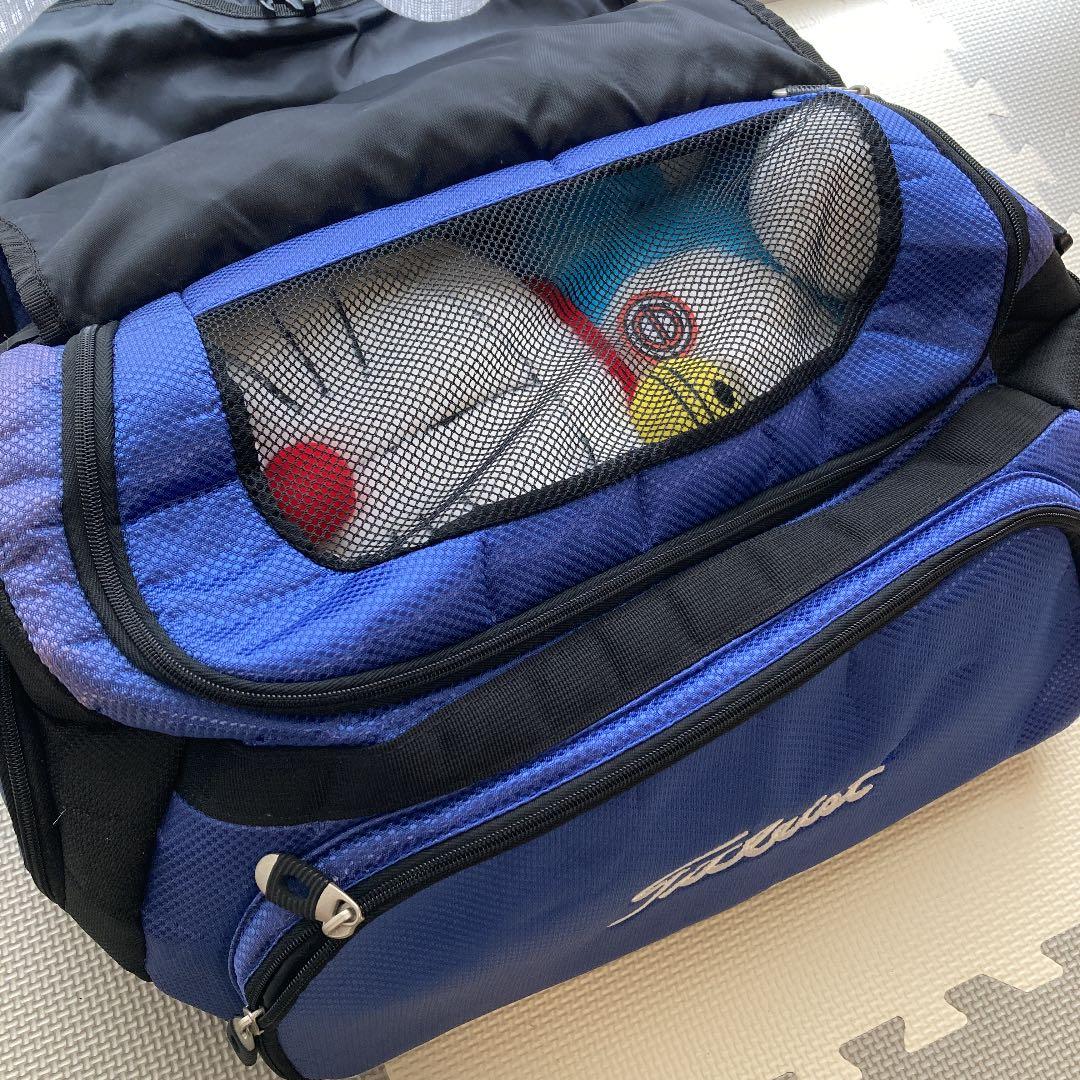 状態良好！Titleistゴルフバッグ青シューズケース有り