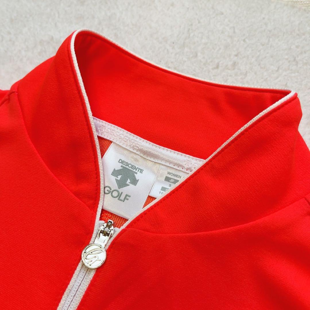 極美品　近年　デサントゴルフ　セットアップ　プリーツ　スカート　オレンジ