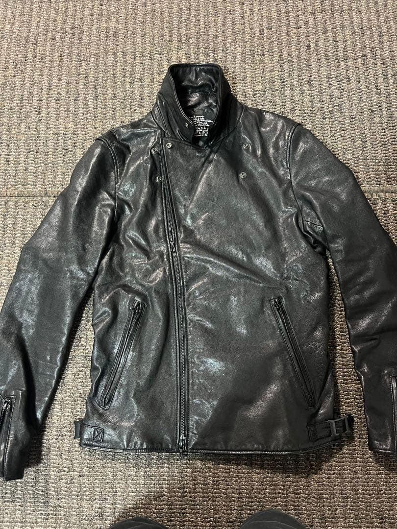 ナノ・ユニバース ウォッシュドレザーWライダースジャケット