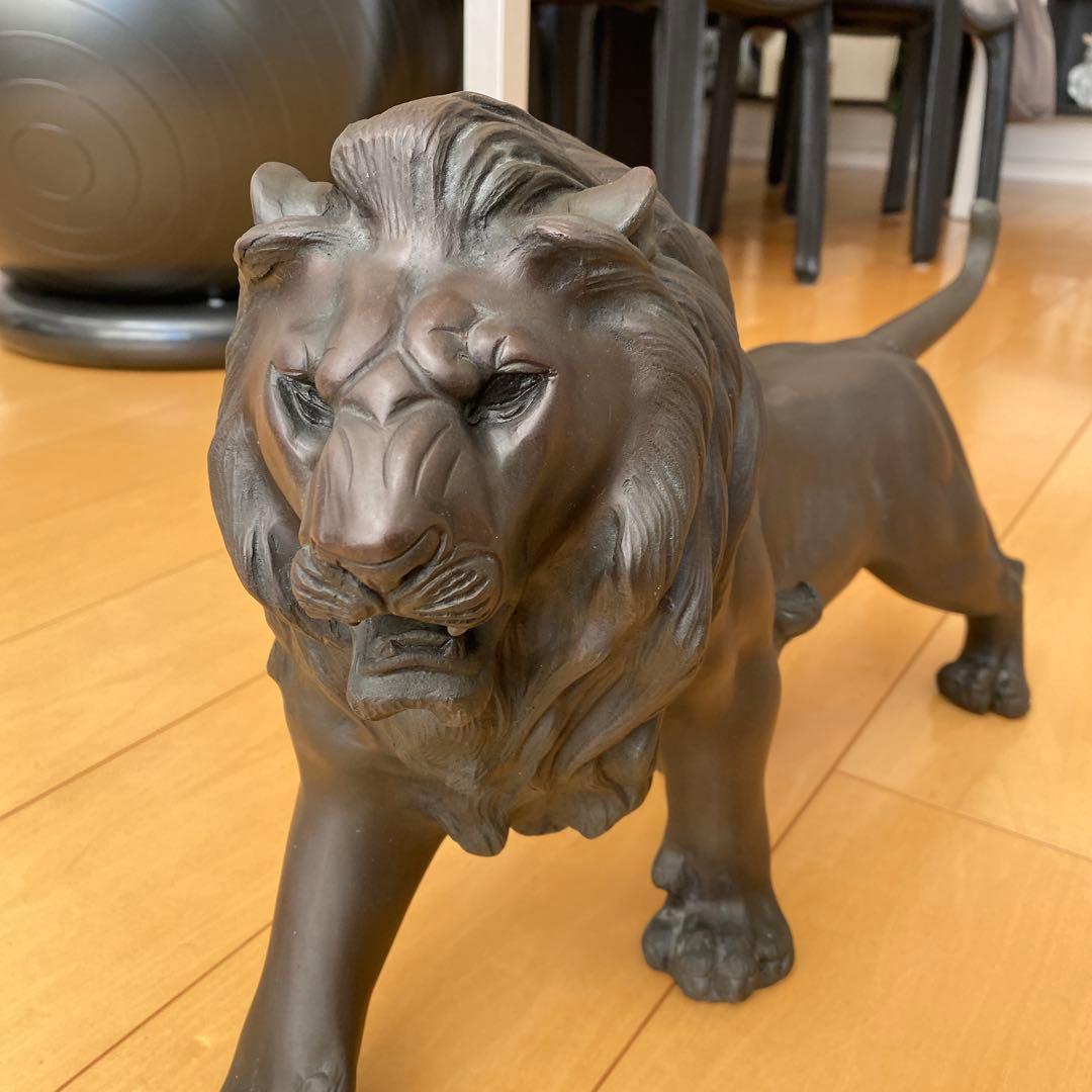 【ブロンズ像（ライオン）】インテリア　オブジェ　迫力、存在感　高品位