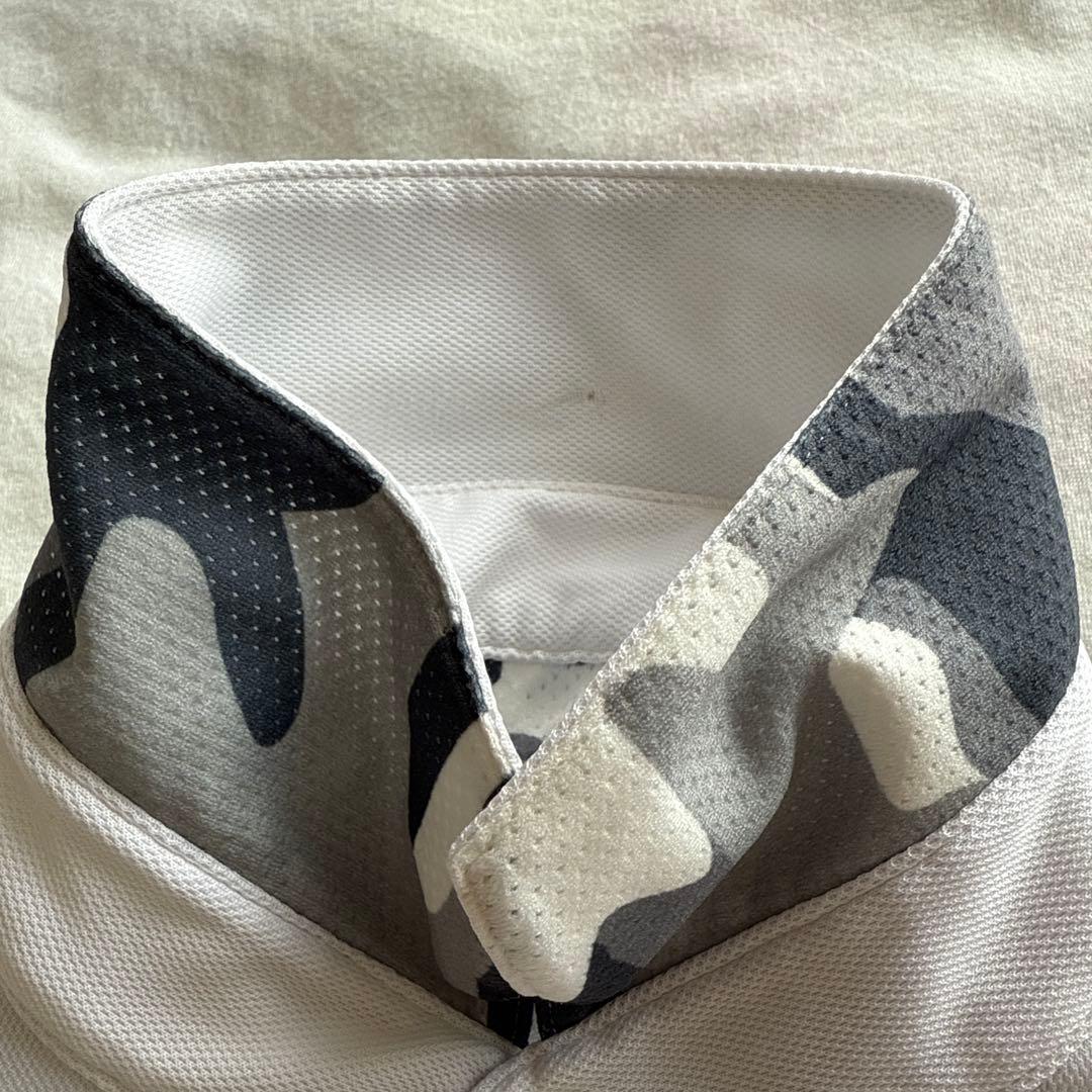 ブリーフィングゴルフ　ポロシャツ　白　ホワイト　迷彩　グレー　カモ柄　S