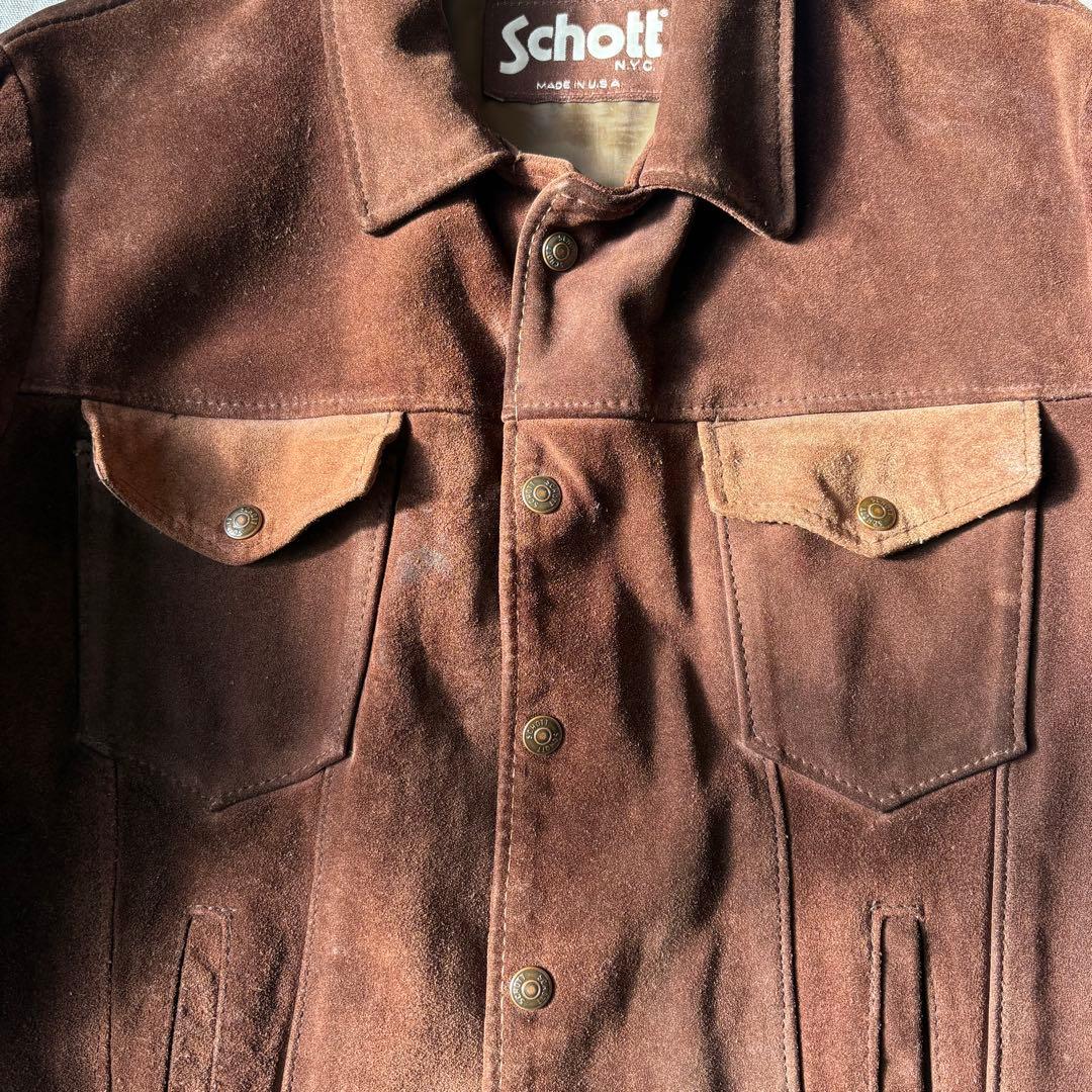 schott ショット USA製 スエード ブラウン トラッカージャケット 42