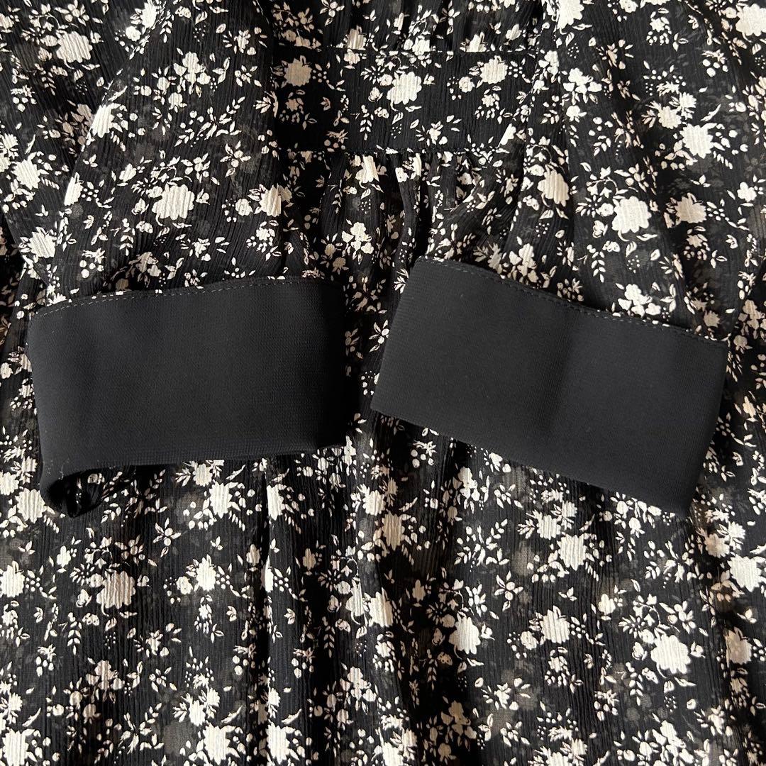 ANAYI アナイ フラワープリントシフォンワンピース モノトーン 総柄