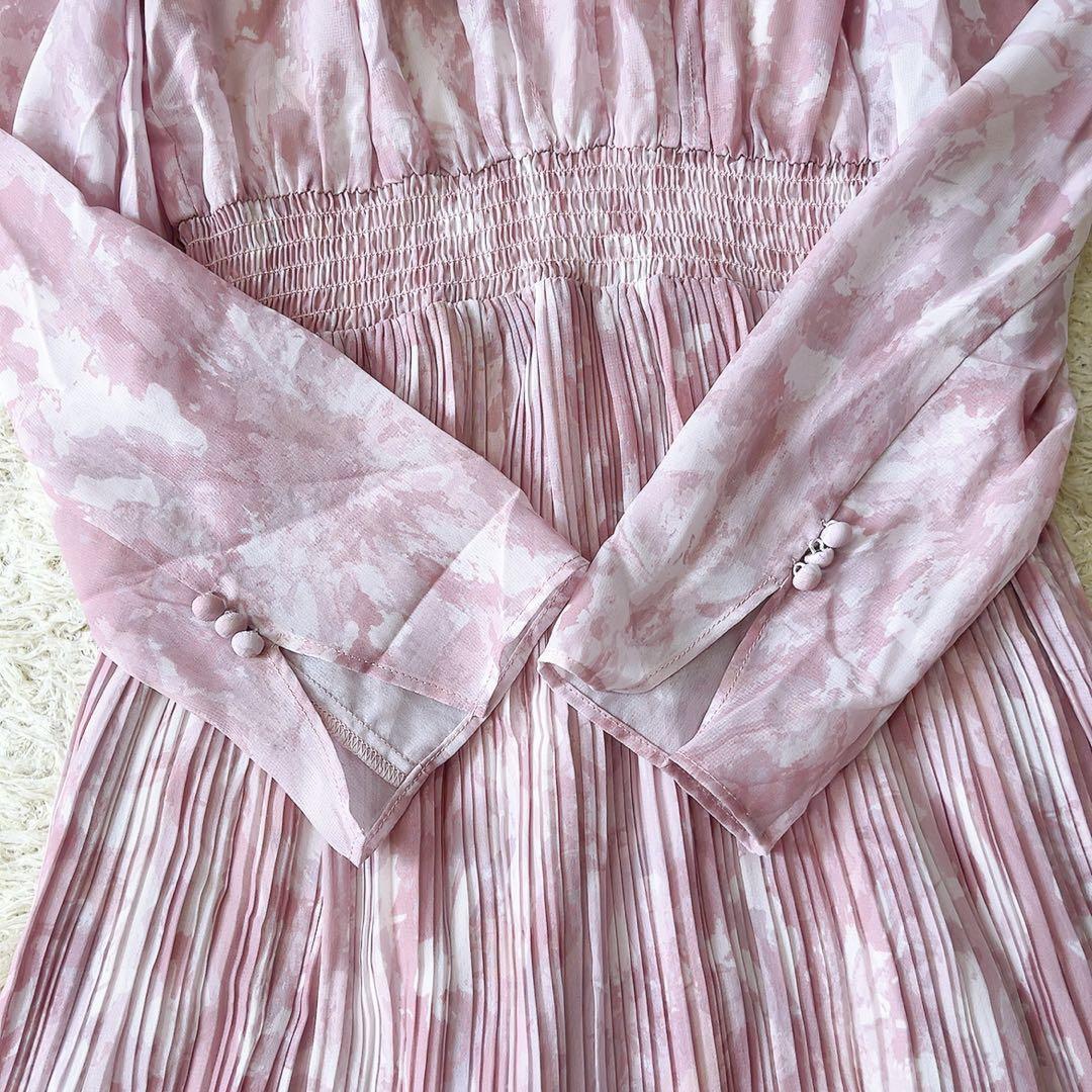 CELFORD セルフォード　25ss ボウタイプリーツワンピース　ピンク　38