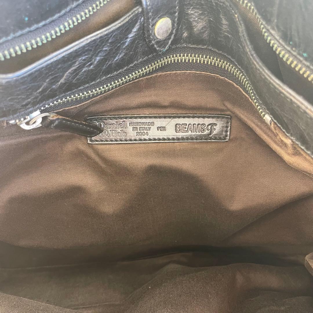 ダニエルアンドボブ ビームス 黒 レザートートバッグ クロコダイル風