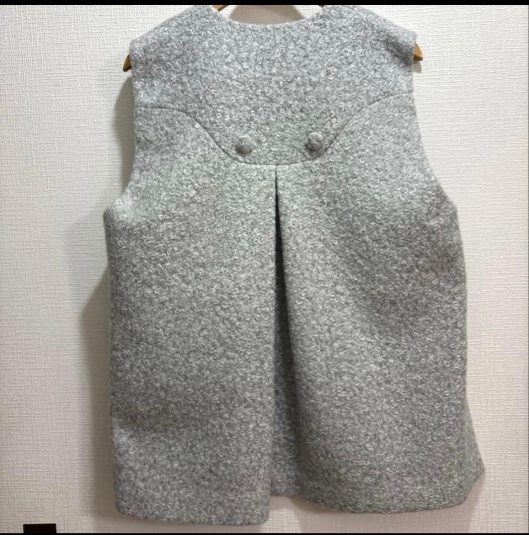 美品★Re.Veroffinna アキロンコラボループボアＶネックベスト グレー