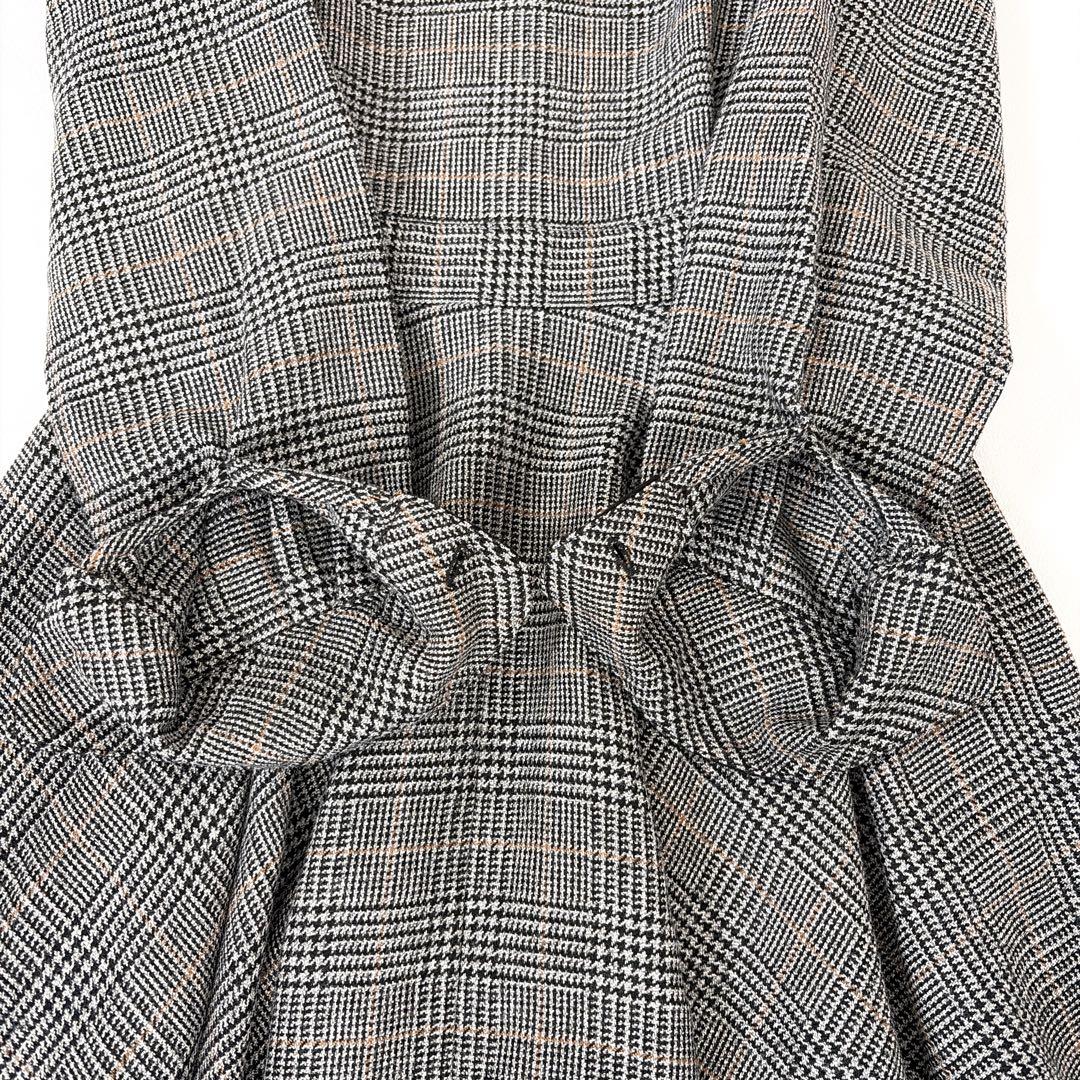 美品 foufou グレンチェックバイカラーワンピース 0 フレア Aライン