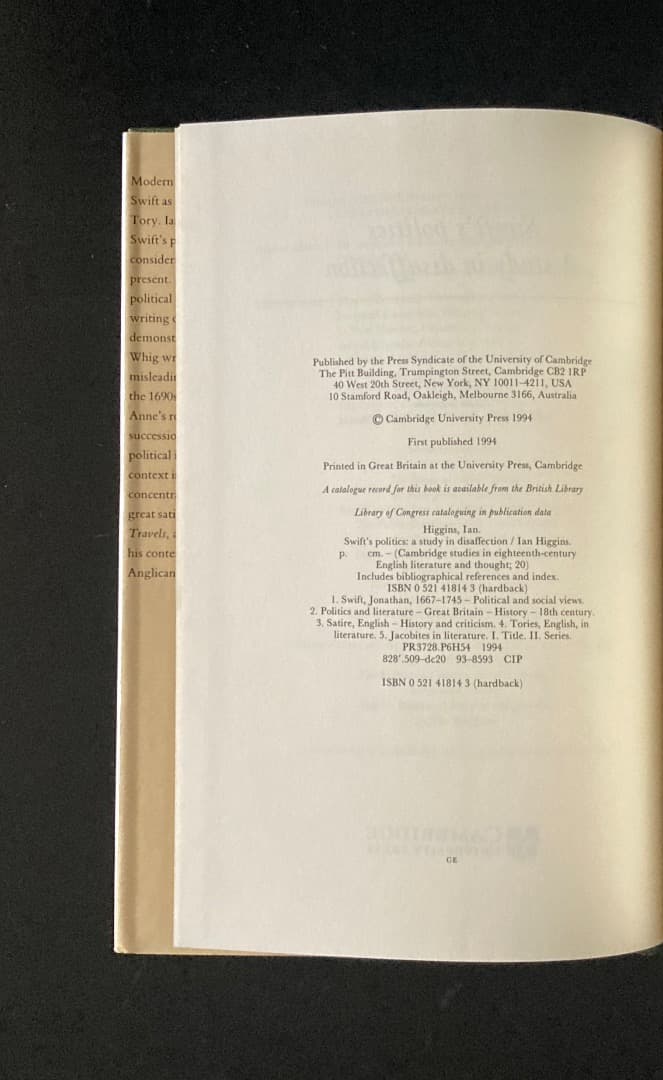 No.377『（英文）ジョナサン・スウィフト関連資料洋書4冊一括』