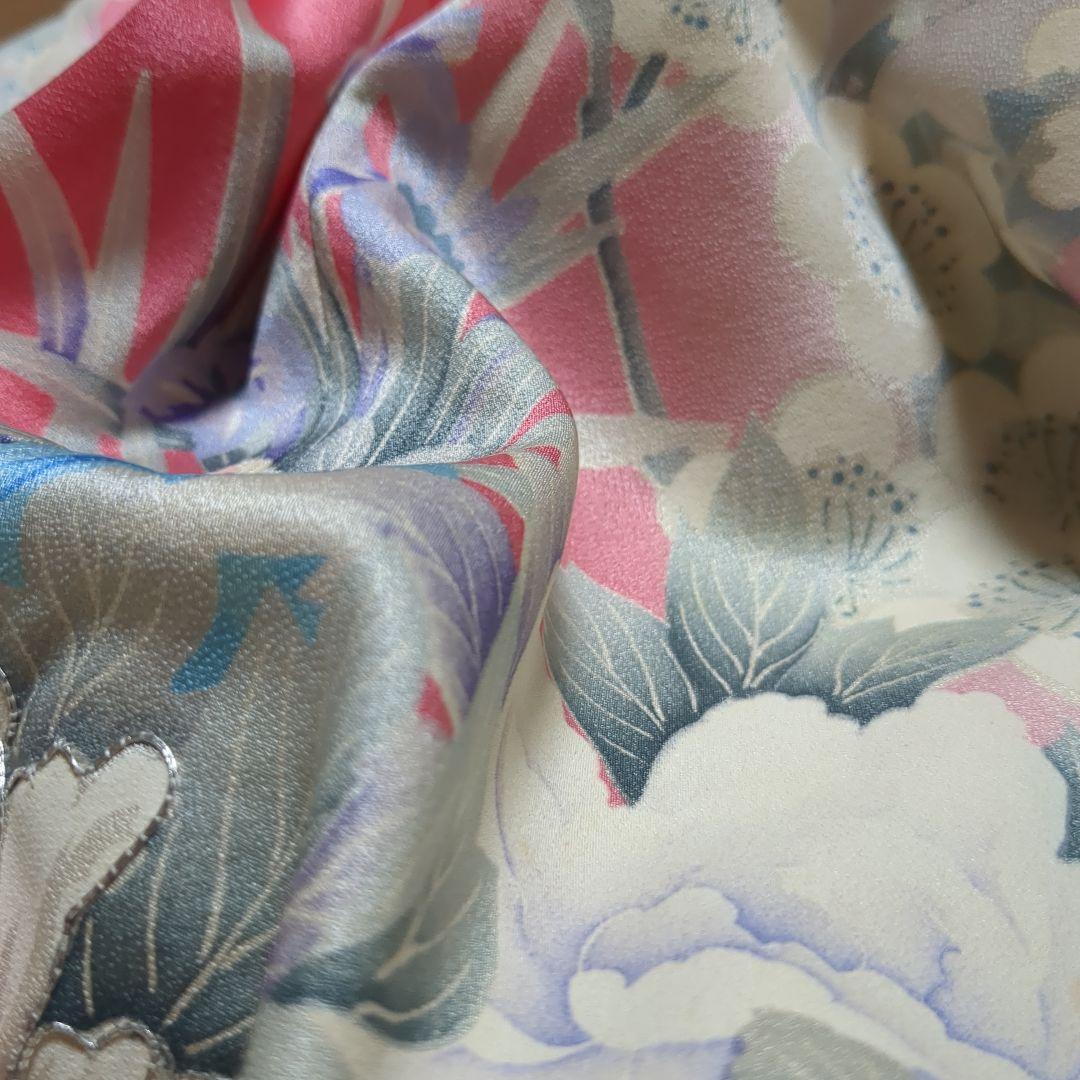 着物リメイク　振袖ピンク　バックループ　ロングワンピース　チュニック