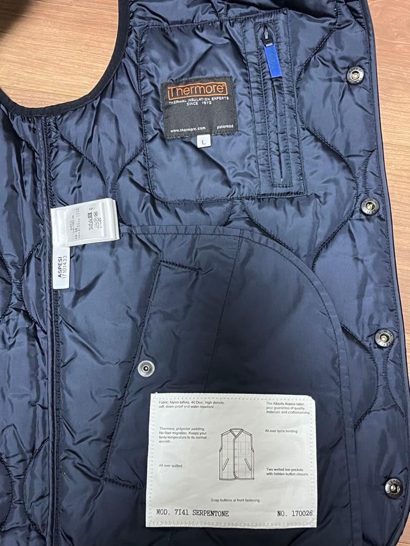 ASPESI ダウンベスト インナーダウン ネイビー　BEAMS購入 Ｌサイズ