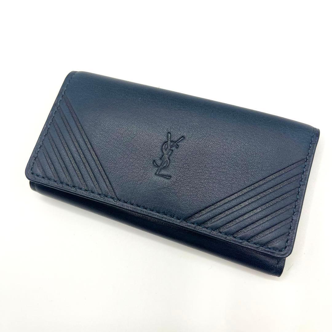 【未使用】イヴ・サンローラン　キーケース　ネイビー　希少　ヴィンテージ