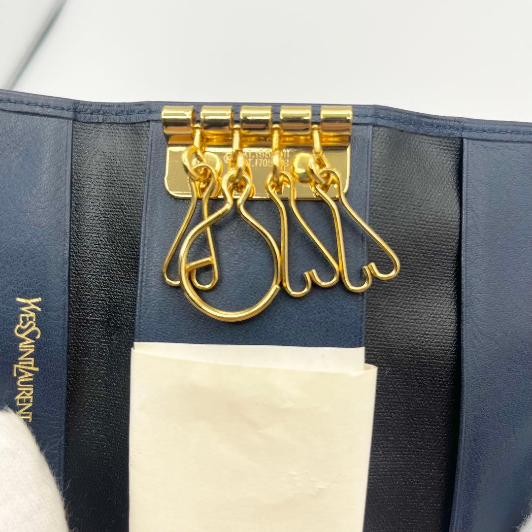 【未使用】イヴ・サンローラン　キーケース　ネイビー　希少　ヴィンテージ