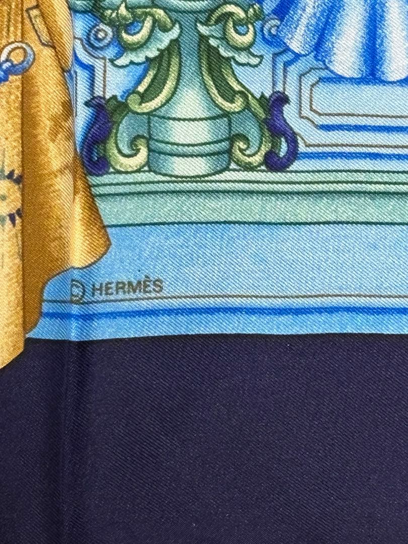 HERMES エルメス カレ90アズレージョ ブルー 貴族船 アスレホ スカーフ