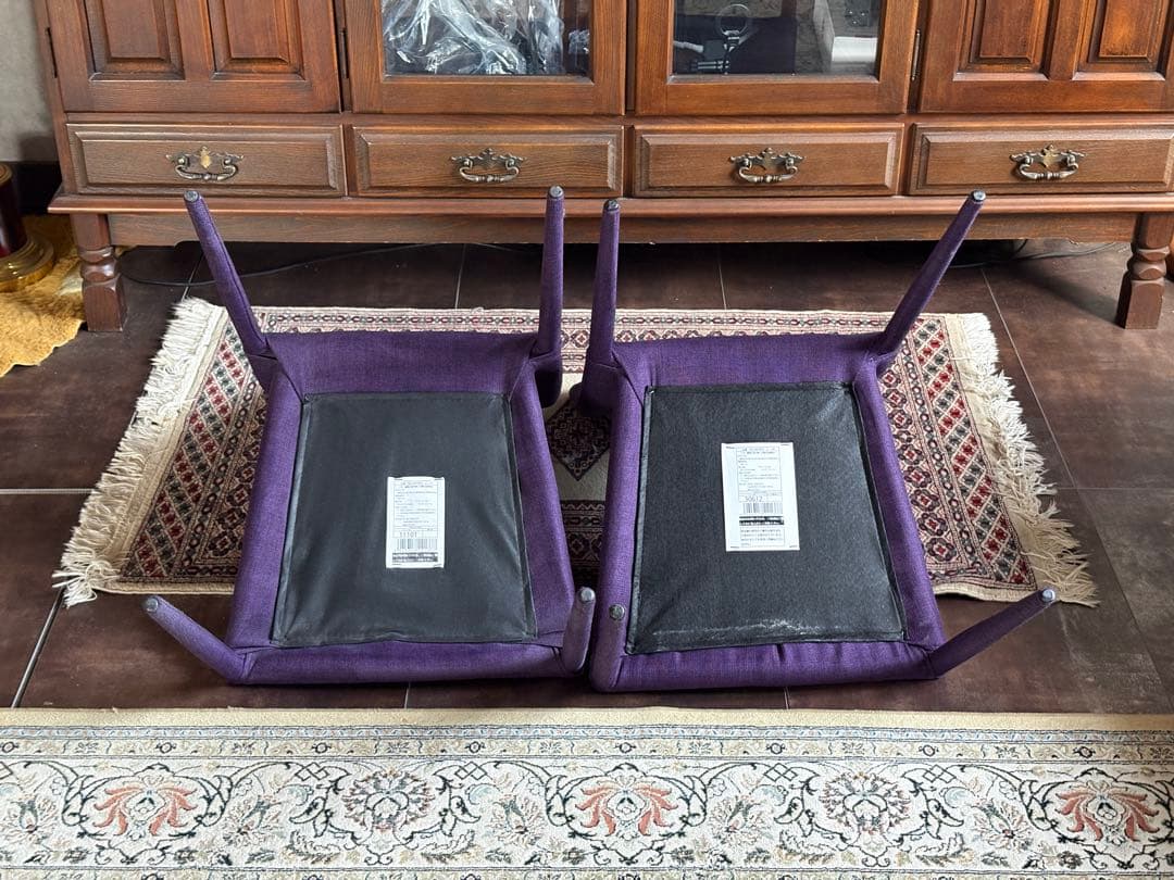 シンプルデザイン モダン パープル チェア 4脚セット ファブリック Y