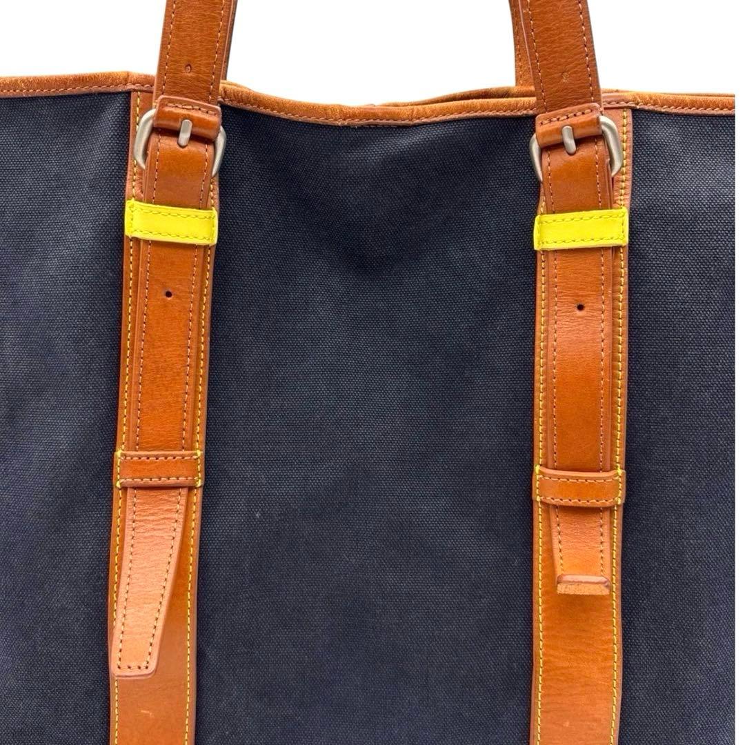 良品◎ポールスミス A4可 肩かけ可 トートバッグ ポーチ付き キャンバス 紺