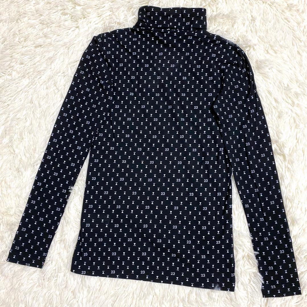 新品　23区ゴルフ　UVカットインナー　タートルネック　総柄　長袖　ブラック　S