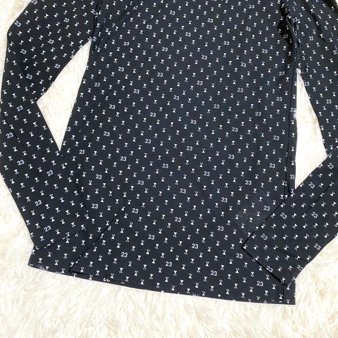 新品　23区ゴルフ　UVカットインナー　タートルネック　総柄　長袖　ブラック　S
