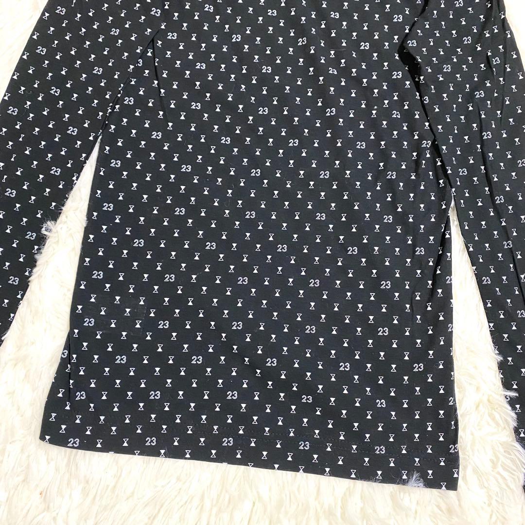新品　23区ゴルフ　UVカットインナー　タートルネック　総柄　長袖　ブラック　S