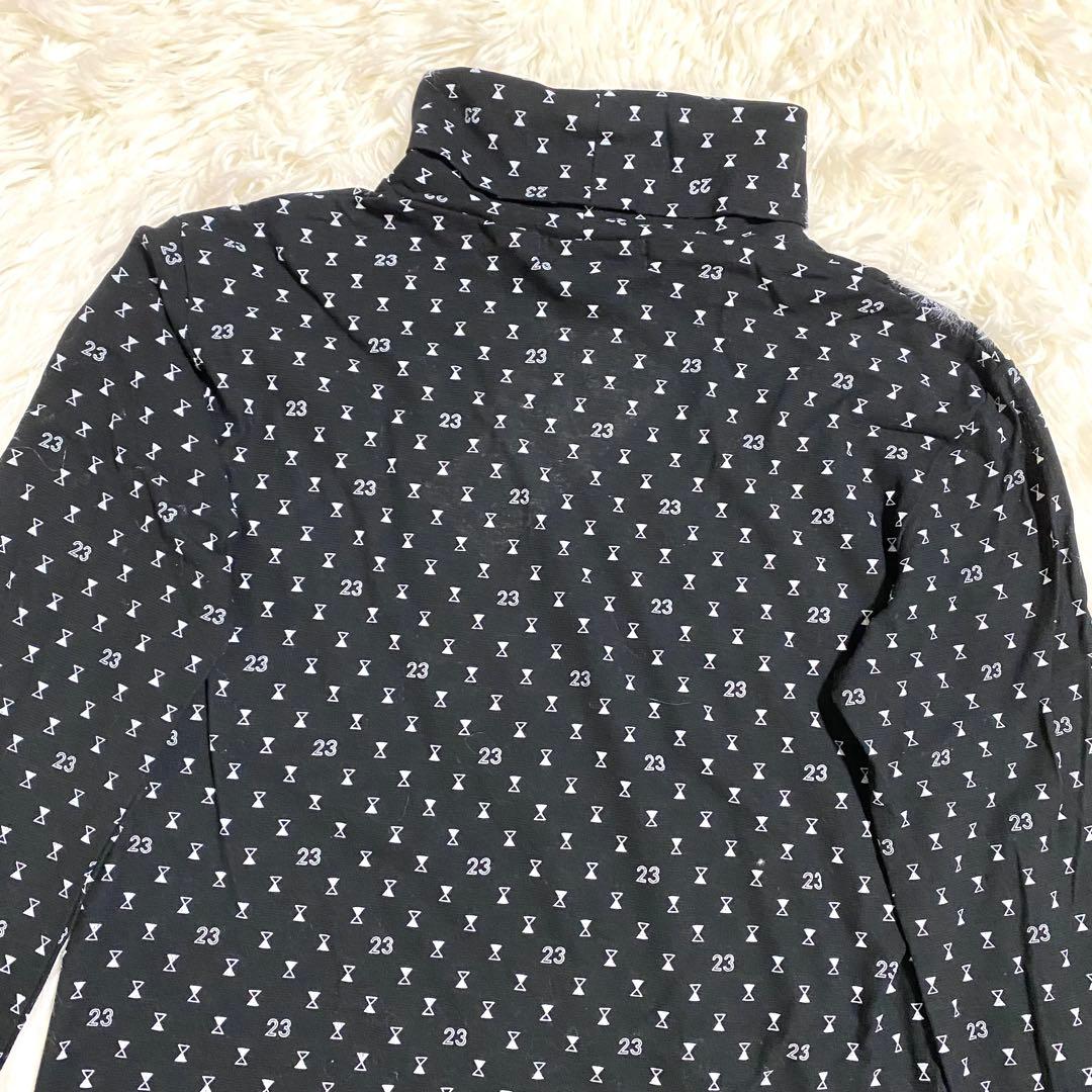 新品　23区ゴルフ　UVカットインナー　タートルネック　総柄　長袖　ブラック　S