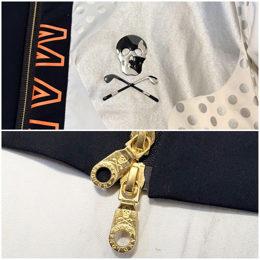 極美品⭐️マークアンドロナ ナイロンジャケット スカル 総柄 デカロゴ 白 L