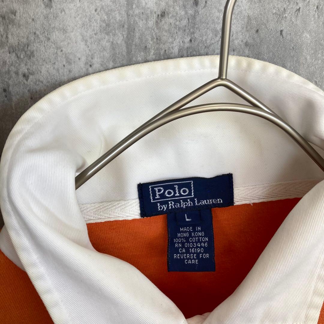 【Lサイズ】ポロ ラルフローレン 長袖 ラガーシャツ ボーダ 古着 メンズ