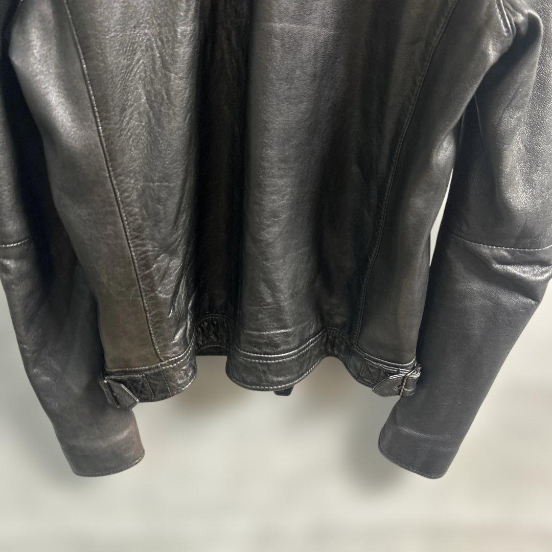 nano universe シープスキン シングルライダースジャケット ブラック