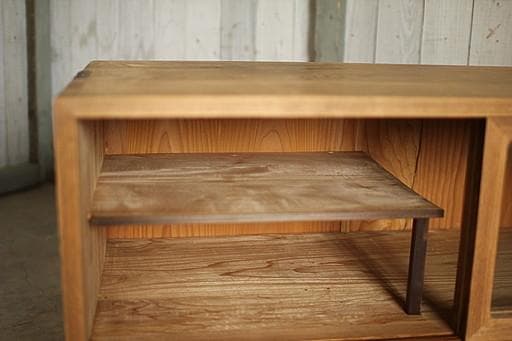 古いガラス戸棚×木製小引き出し3杯　食器棚　昭和レトロ　タンス　古家具　古民家