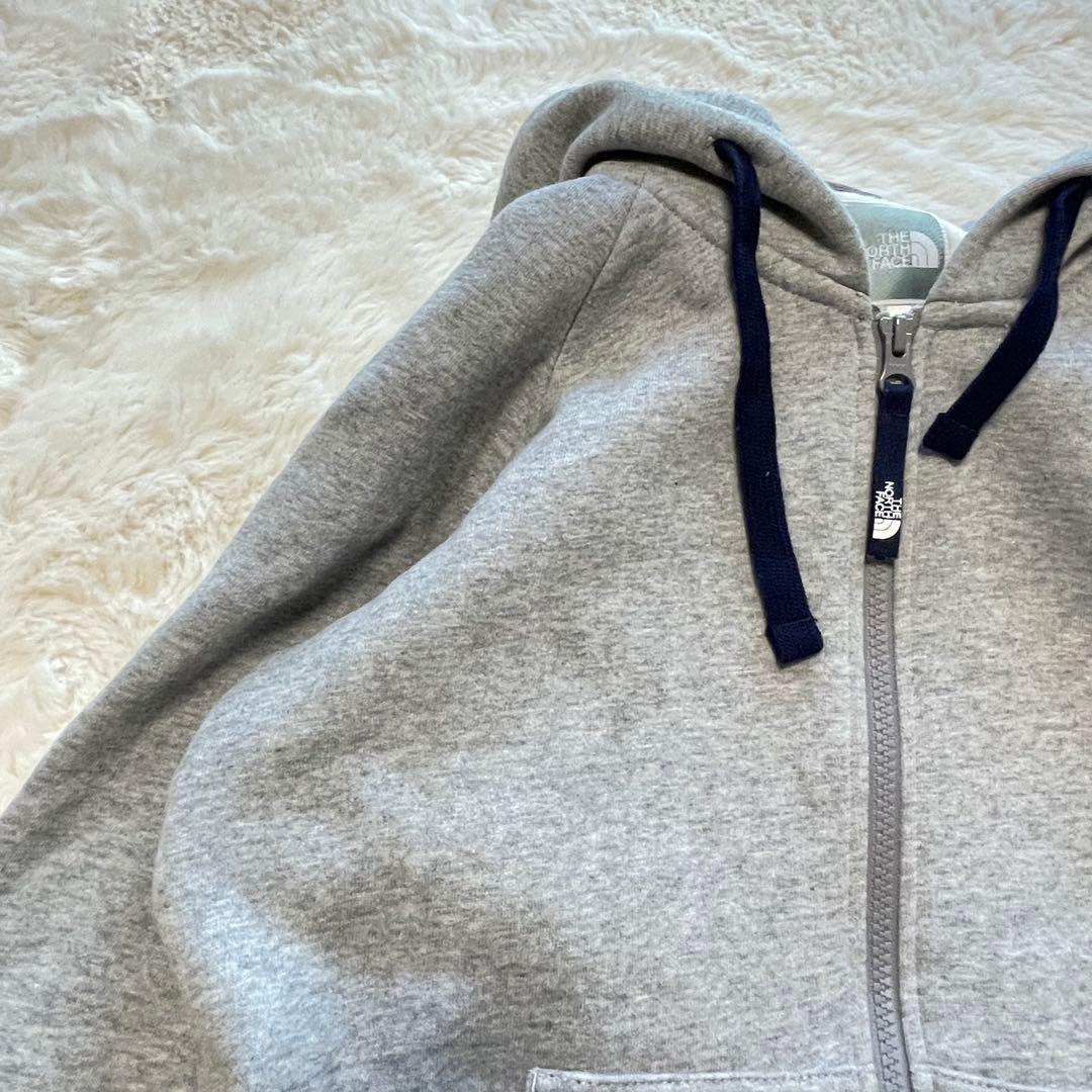 美品　ザノースフェイス　L リアビューフルジップパーカー　ロゴ　グレー
