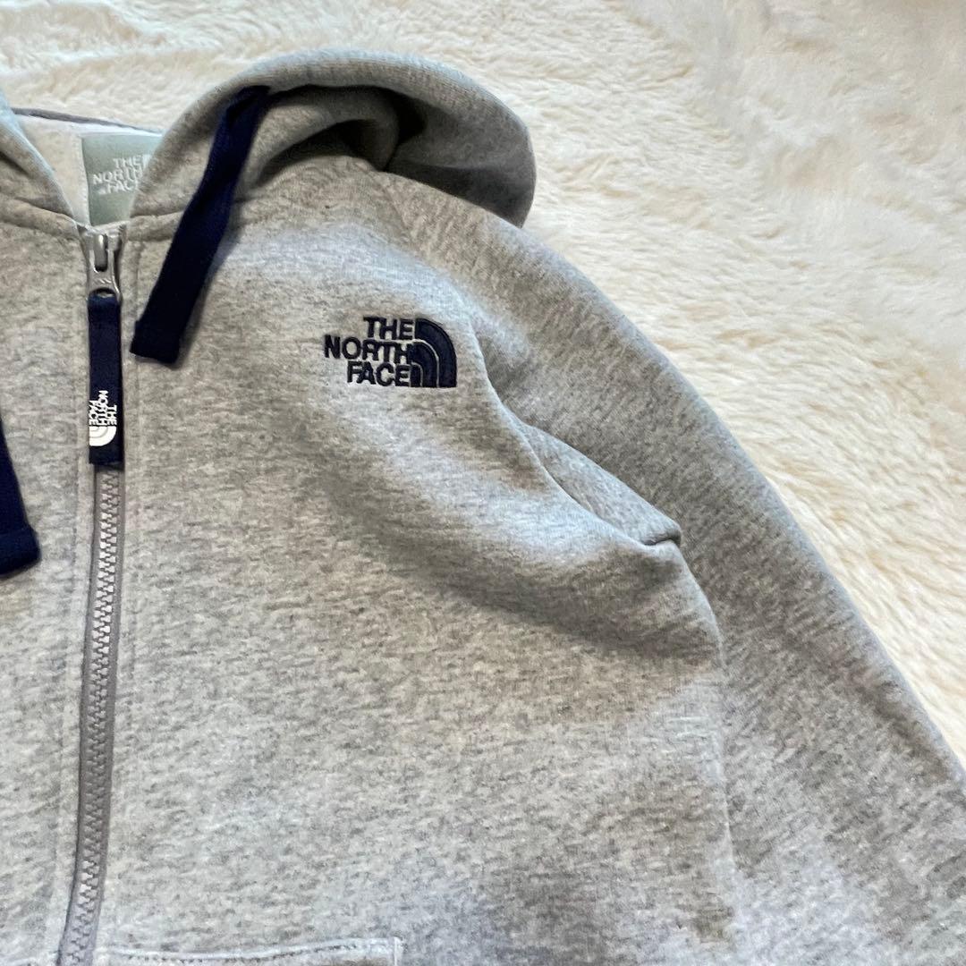美品　ザノースフェイス　L リアビューフルジップパーカー　ロゴ　グレー