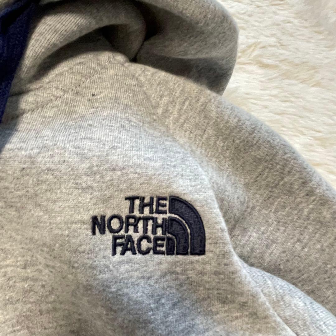美品　ザノースフェイス　L リアビューフルジップパーカー　ロゴ　グレー