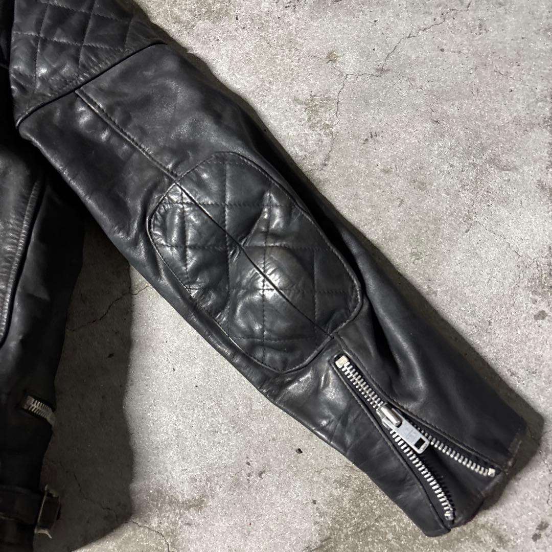 80s EAGLE レザー ダブル ライダース パデッド バイカー 本革