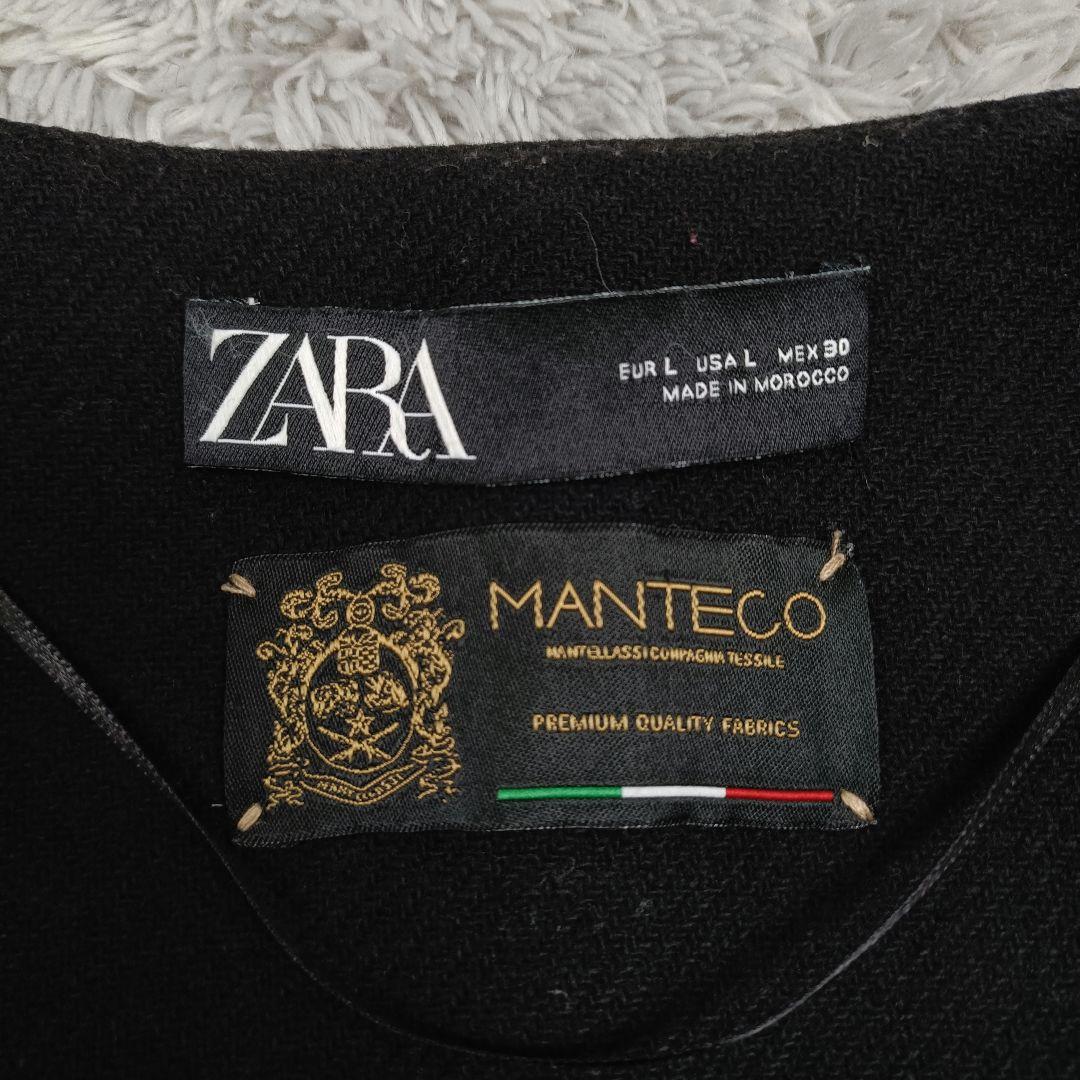 美品 ZARA MANTECO ケープコート ポンチョ ブラック 黒 USA L