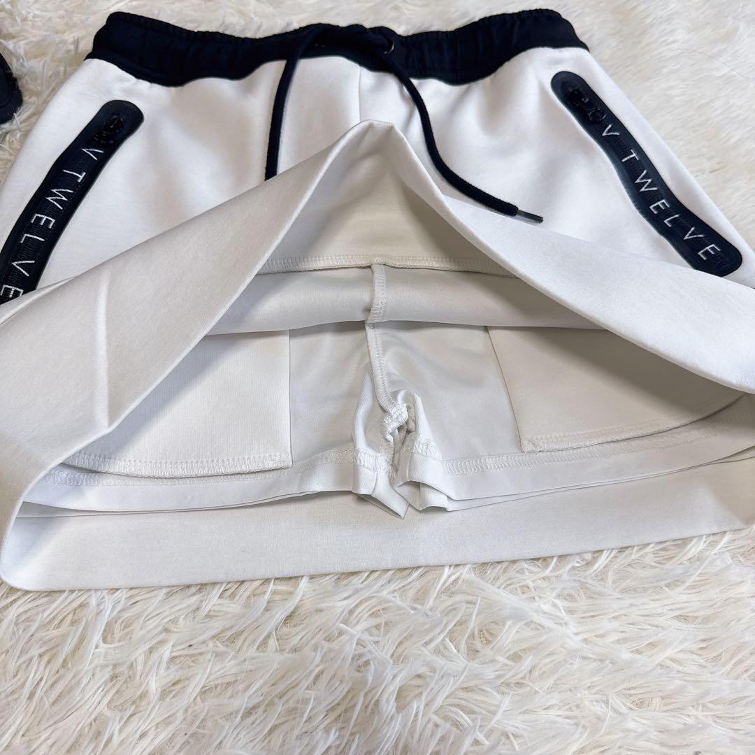 【V12】美品 スカート ホワイト ジップロゴ 0サイズ レディース