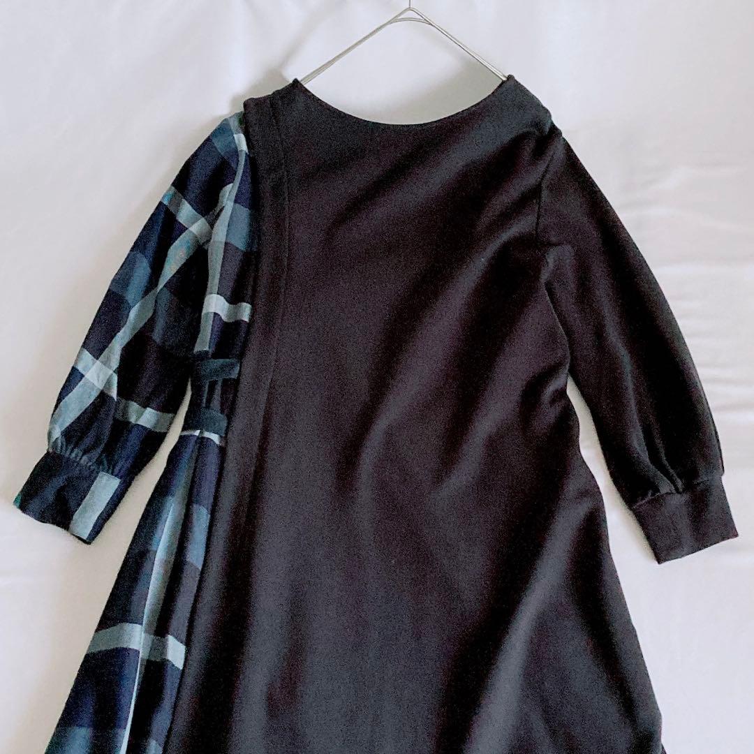 美品 ブルーレーベルクレストブリッジ サイドチェック切替マキシ丈ワンピース 38