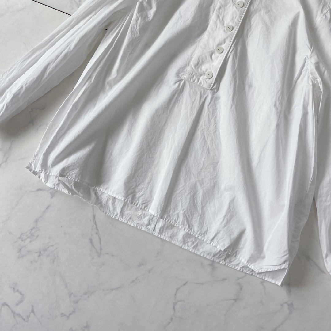 【美品】オローネ プルオーバーシャツ ハーフボタン ノーカラー コットン 日本製