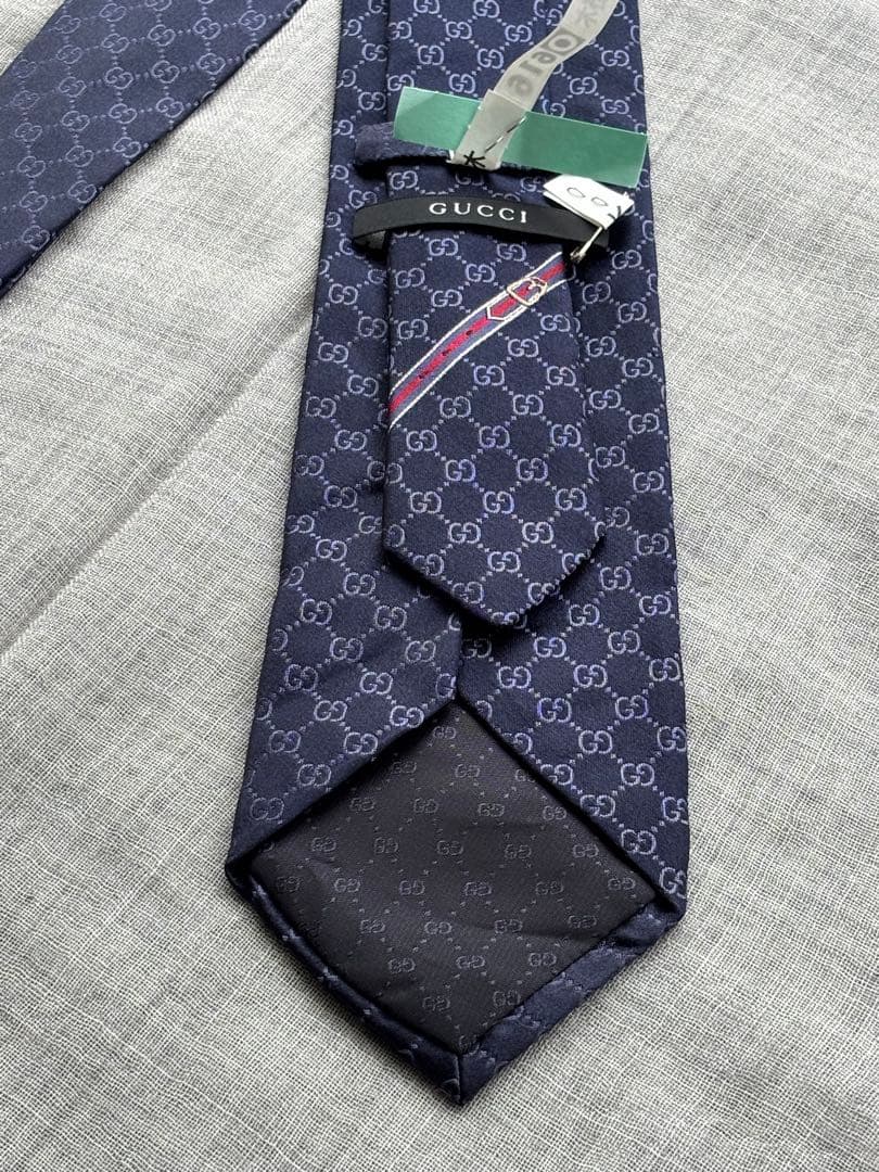 GUCCI ネクタイ　GGパターン　ネイビー美品